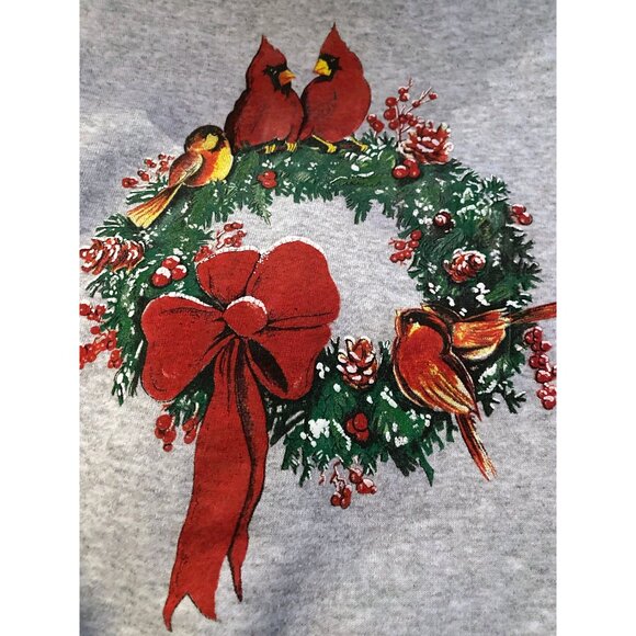 90s vintage christmas holiday wreath graphic collared graphic pullover sweater - Picture 6 of 7